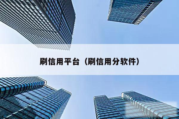 刷信用平台(刷信用分软件)